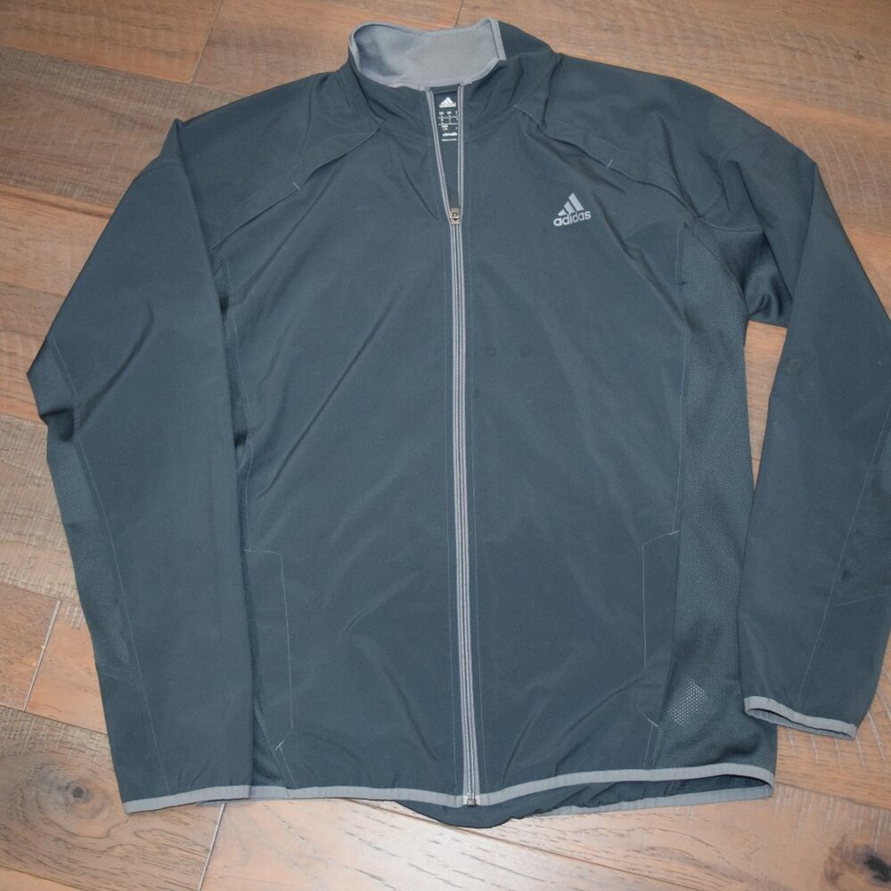 ADIDAS Climalite Wind Full Zip Up Jacket Coat Shell Layer Mesh Insets Warm Up L - Picture 3 of 5